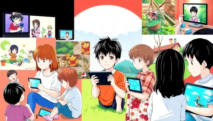 Children enjoying anime and engaging in active and creative breaks.