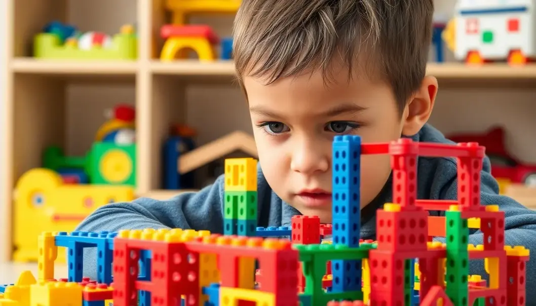 A child engages in strategic play, mirroring sports’ intellect-building aspects.